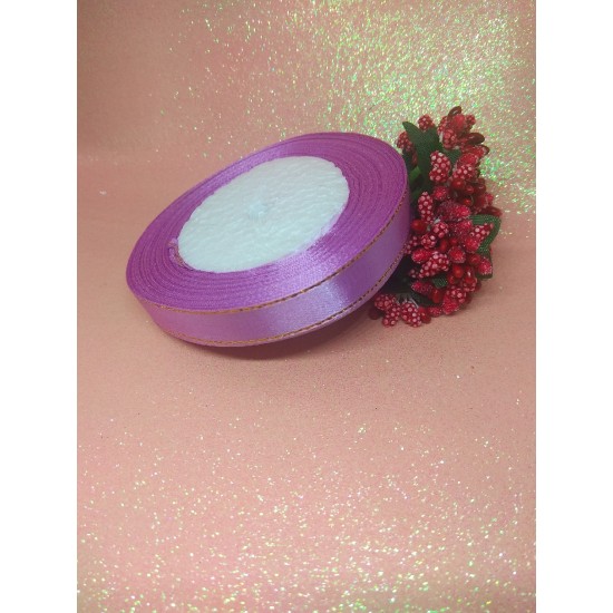 Лента атласная с люрексом 1,2 см*25 ярдов цв. светло-сиреневый, цена за катушку